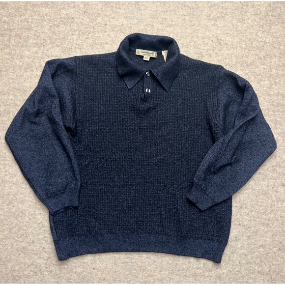 Pronto Uomo Made in Italy Navy Blue Merino Wool Men's Sweater Size Medium - Picture 1 of 10